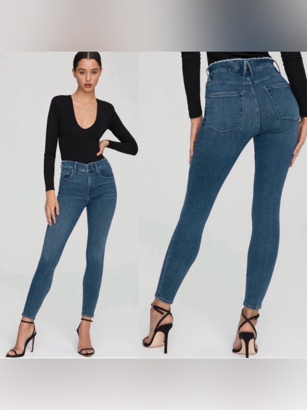 Good American NWT Good Legs Fray Waistband Skinny Jeans
